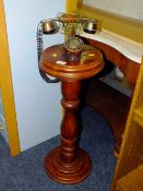 A MODERN TELEPHONE STAND H-90 CM TOGETHER WITH A RETRO SEWING BOX (2)