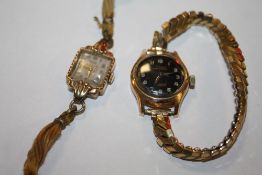A LADIES 9CT GOLD ROTARY WRISTWATCH TOGETHER WITH AN OLMA EXAMPLE