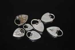 EIGHT SILVER HEART LOCK CHARM BRACELET FASTENERS
