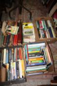 FOUR BOXES OF ASSORTED BOOKS AND MAGAZINES ETC