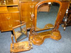 A LARGE VICTORIAN MAHOGANY DRESSING MIRROR H-83 CM WITH A SMALLER EXAMPLE (2)