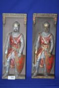 A PAIR OF MARCUS REPLICAS CERAMIC KNIGHT SHAPED WALL PLAQUES
