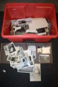 A COLLECTION OF VINTAGE AND ANTIQUE BLACK AND WHITE PHOTOGRAPHS AND POSTCARDS ETC