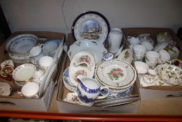 THREE TRAYS OF ASSORTED CHINA AND CERAMICS TO INCLUDE WEDGWOOD WILD STRAWBERRY ETC
