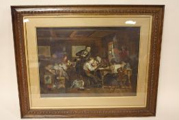 A.M.K. (XIX). Classroom interior with teacher and numerous pupils, signed with initials lower