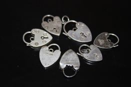 SEVEN SILVER HEART LOCK CHARM BRACELET FASTENERS