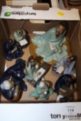 A BOX OF ORIENTAL CERAMIC FIGURES