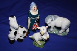 FOUR WADE FIGURES COMPRISING 'PANTOMIME HORSE' 'PANTOMIME DAME' ETC.