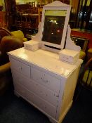 AN EDWARDIAN PAINTED PINE DRESSING TABLE W-91 CM