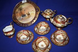 A NORITAKE FOUR PERSON TEA SET TOGETHER WITH A NORITAKE TWIN HANDLED BOWL
