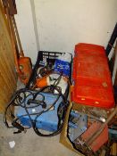 A MIG WELDER A/F WITH THREE BOXES OF MIXED TOOLS AND PARTS