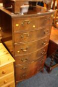 A REPRODUCTION BOW-FRONTED SIX DRAWER CHEST H-120 W-62 CM A/F