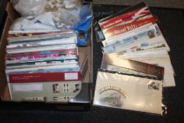 A BOX OF FIRST DAY COVERS AND STAMPS