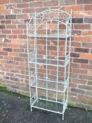 A MODERN METAL AND GLASS FOLDING BOOKCASE H-156 W-56 CM