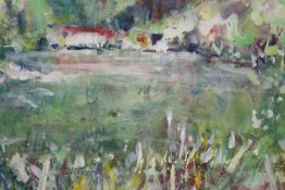 A LARGE FRAMED AND GLAZED IMPRESSIONIST GOUACHE SIGNED S BAMFORD LOWER RIGHT, OVERALL SIZE INCLUDING