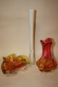 TWO STUDIO GLASS VASES AND A STUDIO GLASS BOWL (3)