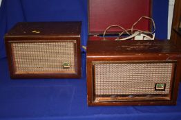 A VINTAGE HMV RECORD PLAYER WITH GARRARD MODEL NUMBER 209 RECORD DECK, TOGETHER WITH MATCHING
