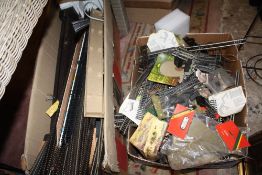 TWO BOXES OF MODEL RAILWAY TRACK AND POWER UNITS TO INCLUDE HORNBY
