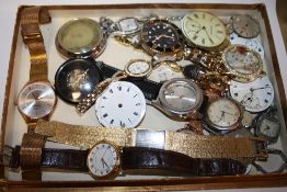 A COLLECTION OF VINTAGE AND MODERN WRISTWATCHES, POCKET WATCH PARTS ETC.