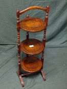 AN OAK THREE TIER DUMB WAITER