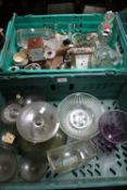 TWO TRAYS OF GLASSWARE ETC. (TRAYS NOT INCLUDED)