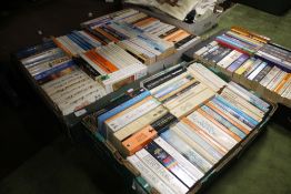 FOUR TRAYS OF PAPERBACK NOVELS (TRAYS NOT INCLUDED)