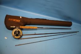 A SAGE FLIGHT FLY ROD COMPLETE WITH A GREYS GX500 REEL AND HARD CARRY CASE