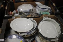 TWO TRAYS OF CERAMICS TO INCLUDE BLUE & WHITE (TRAYS NOT INCLUDED)