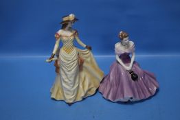 A ROYAL WORCESTER FIGURINE 'GARDEN PARTY' TOGETHER WITH A COALPORT FIGURINE 'PATRICIA' (2)