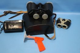 TWO PAIRS OF BINOCULARS, AN OLYMPUS CAMERA, ETC.
