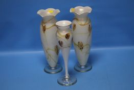 THREE OPALARIUM LIMITED EDITION GLASS VASES TOGETHER WITH OTHER SIMILAR EXAMPLES