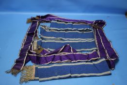 A COLLECTION OF SILK SASHES, POSSIBLY MASONIC