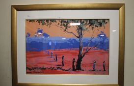 A FRAMED AND GLAZED LIMITED EDITION ROLF HARRIS PRINT, 111/195, 104 X 78 CM