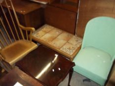 FOUR ITEMS A LLOYD LOOM STYLE CHAIR, A ROCKING CHAIR AND TWO TABLES