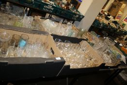 SEVEN TRAYS OF GLASSWARE (TRAYS NOT INCLUDED)