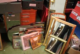 A QUANTITY OF PICTURES, PRINTS AND MIRRORS