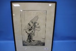 A FRAMED AND GLAZED PEN & INK DRAWING OF KAISER WILHELM TITLED 