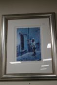 A FRAMED AND GLAZED LIMITED EDITION ROLF HARRIS PRINT, 5/10, 70 X 56 CM