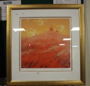 A FRAMED AND GLAZED LIMITED EDITION ROLF HARRIS PRINT, 73/595, 81 X 84 CM INCLUDING FRAME