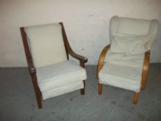 TWO VINTAGE MID 1900S EASY CHAIRS