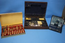 A CASED PART CANTEEN OF CUTLERY TOGETHER WITH OTHER CASED FLATWARE