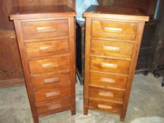 TWO TALL NARROW SIX DRAWER CHESTS IN MEDIUM OAK