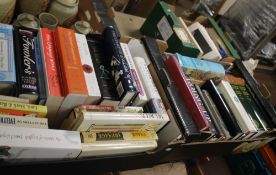 TWO LARGE AND ONE SMALL TRAY OF BOOKS ON LITERATURE AND THE ENGLISH LANGUAGE