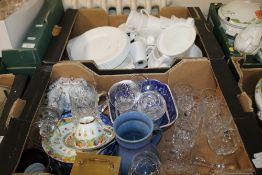 TWO TRAYS OF CERMICS AND GLASSWARE (TRAYS NOT INCLUDED)¦