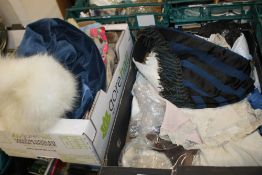 TWO TRAYS OF ASSORTED LINEN