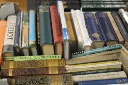 TWO TRAYS OF MAINLY POETRY AND LITERATURE BOOKS INCLUDING CHARLES DICKENS
