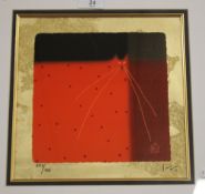 A FRAMED AND GLAZED LIMITED EDITION GOVINDER NAZRAN PRINT, 555/795, 48 X 48 CM