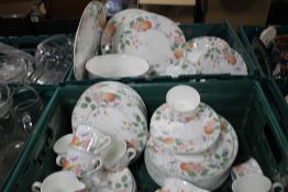 TWO TRAYS OF VILLEROY & BOSCH 'ORANGERY' TEA & DINNERWARE (TRAYS NOT INCLUDED)