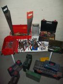 A SELECTION OF TOOLS AND TOOLBOXES ETC.