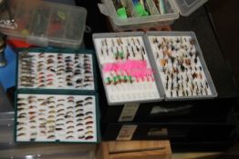 A LARGE QUANTITY OF FLY FISHING ACCESSORIES TO INCLUDE FLIES, FLY TYING TOOLS ETC.
